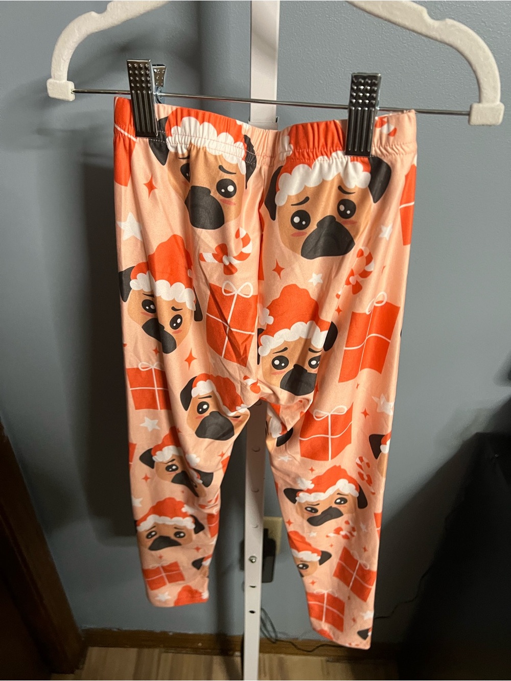 Holiday Santa Pug Print Leggings Pants NWOT Boutique 5-6